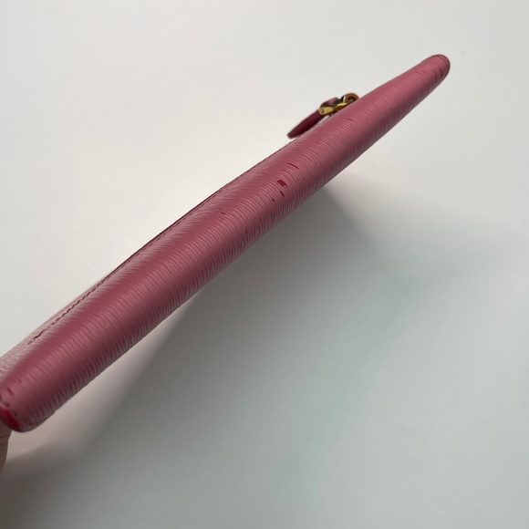 PRADA pink leather Saffiano metal Vitello Move envelope wallet clutch bag - Picture 13 of 16